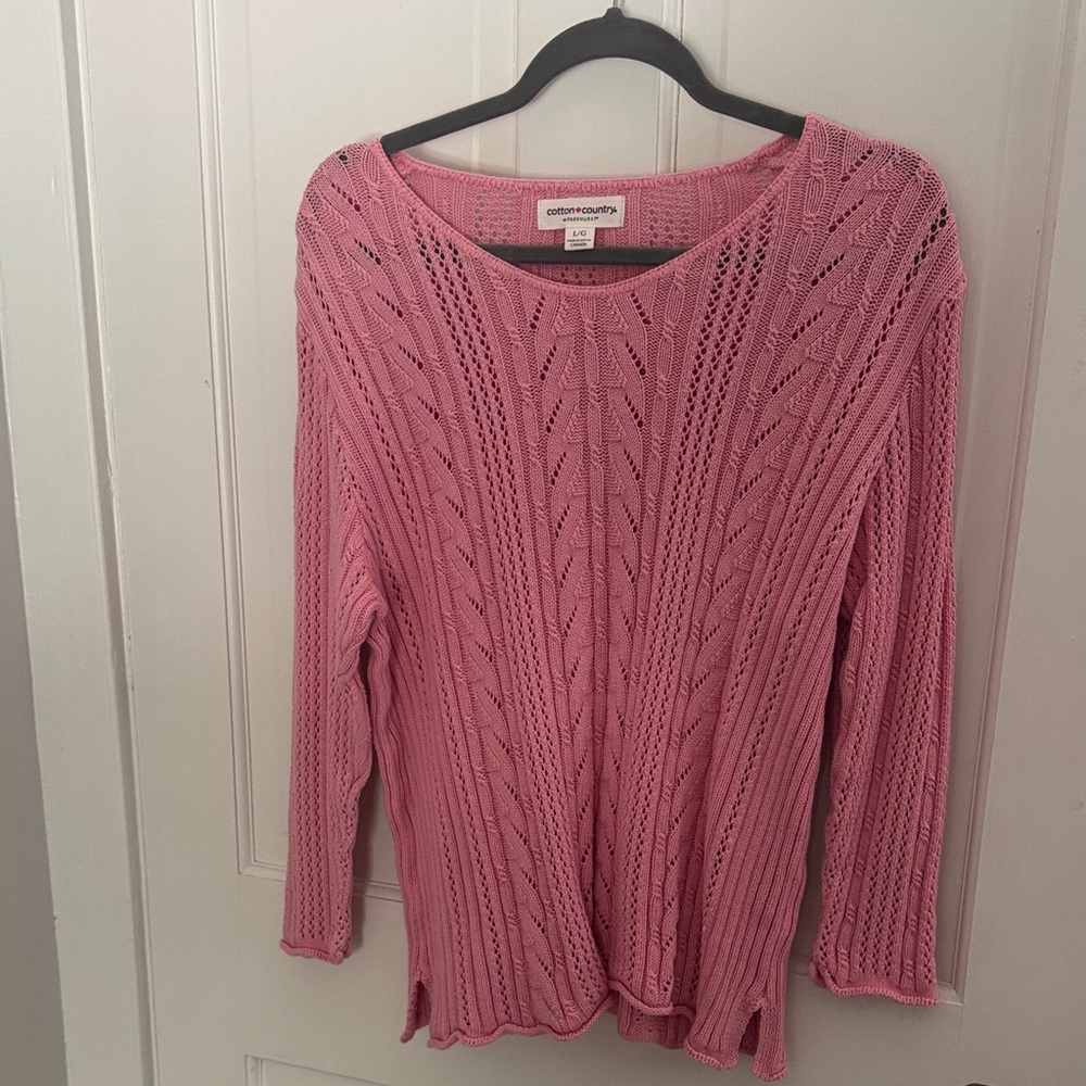 Cotton Country Pink Crew Neck Sweater